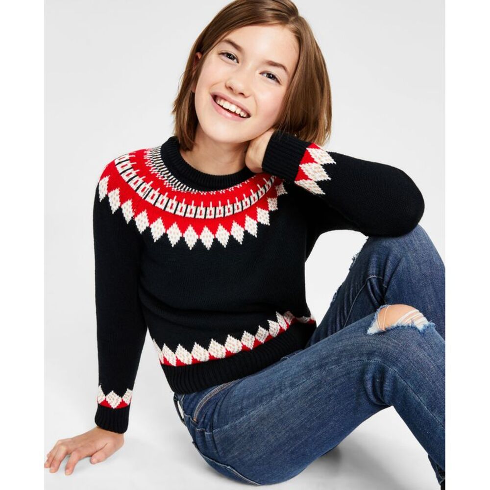 Charter Club Big Girls Fair Isle Mock Neck Holiday Sweater